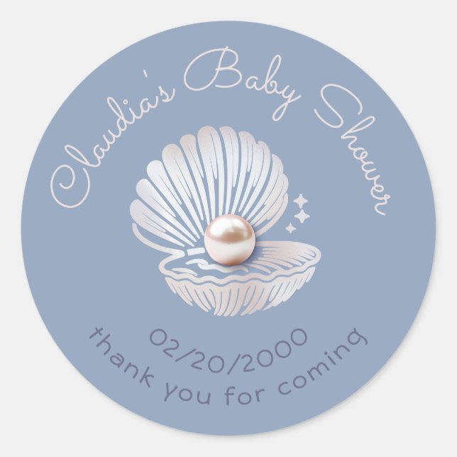Kleine Pearl Baby Dusche Runder Aufkleber (Vorderseite)