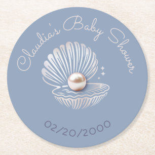 Kleine Pearl Baby Dusche Runder Pappuntersetzer