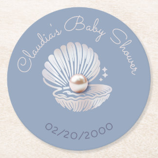 Kleine Pearl Baby Dusche Runder Pappuntersetzer