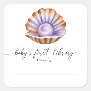 kleine Pearl-Baby-Party - Bibliothek des Babys Quadratischer Aufkleber