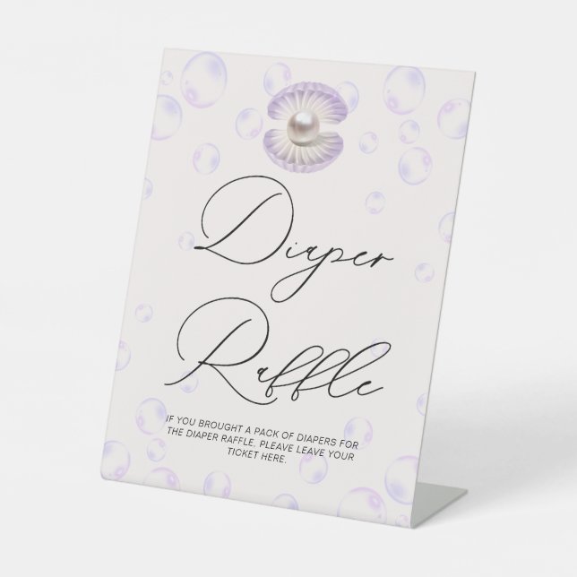 Kleine Pearl Diaper Raffle Baby Dusche Sockelschild (Vorderseite)