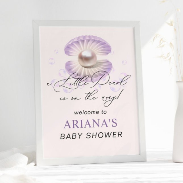 Kleine Pearl Lila Muschel Ocean Baby Dusche Poster (Von Creator hochgeladen)