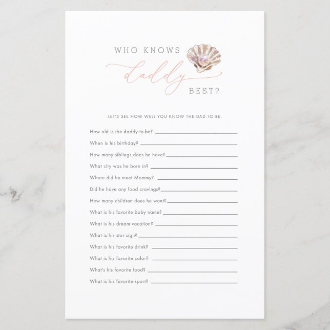 Kleine Perle unter Meer, die Daddy das beste Spiel (Vorderseite)