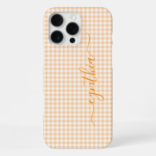 Kleine Pfirsich-Gingham-Unterschrift iPhone 16 Pro Max Hülle