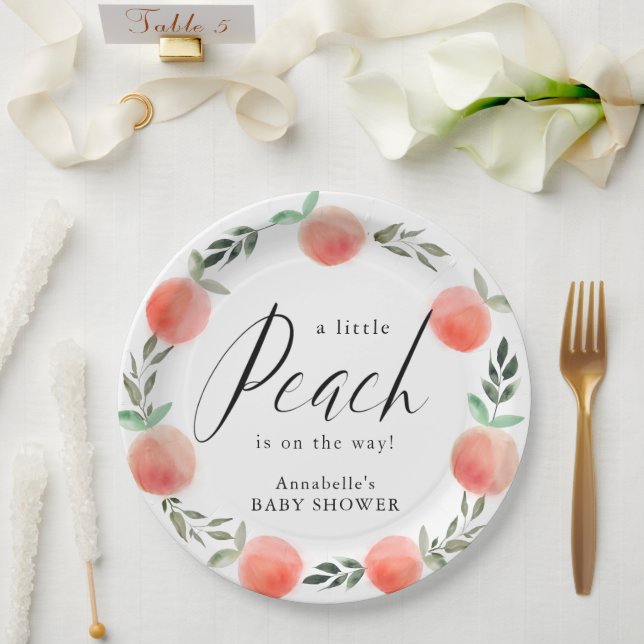 Kleine Pfirsichfarben-Badewanne Kinderdusche Pappteller (Hochzeit)