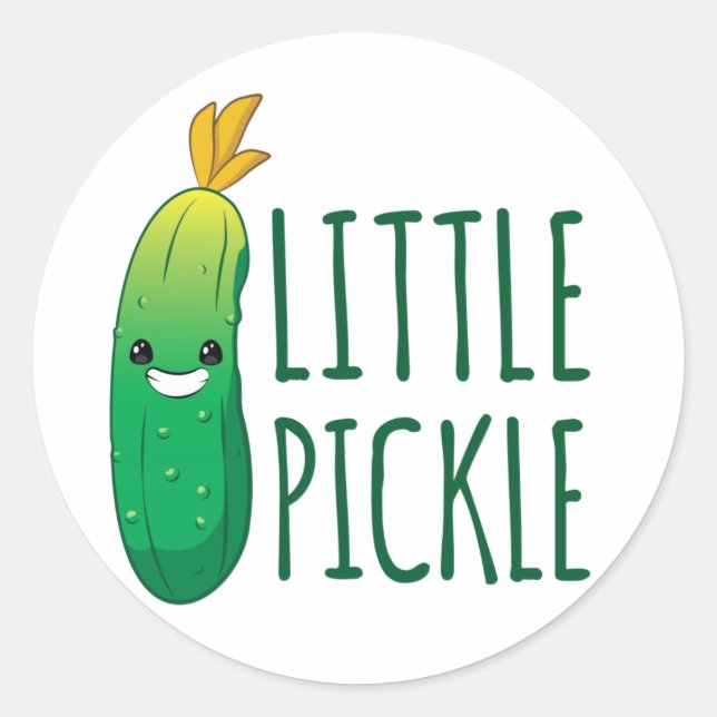 Kleine Pickle Niedliche grüne Pickle mit Sonnenbri Runder Aufkleber (Vorderseite)