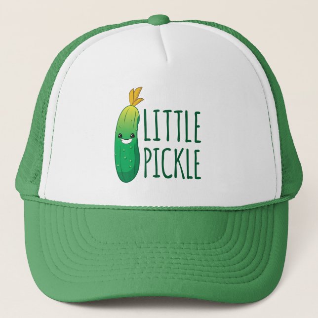 Kleine Pickle Niedliche grüne Pickle mit Sonnenbri Truckerkappe (Vorderseite)