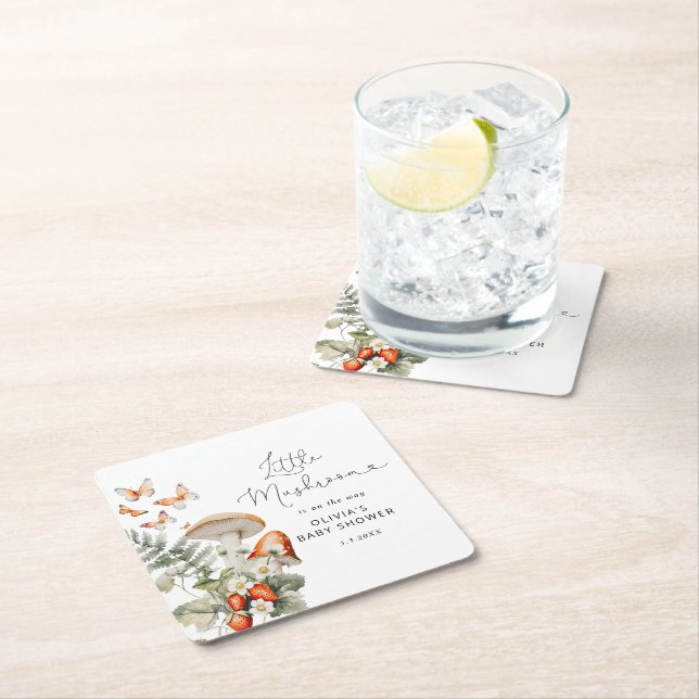 Kleine Pilzdusche fallen Rechteckiger Pappuntersetzer (Vor Ort)