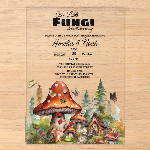 Kleine Pilzsäcke Whimsical Fall Baby Dusche Acryleinladungen