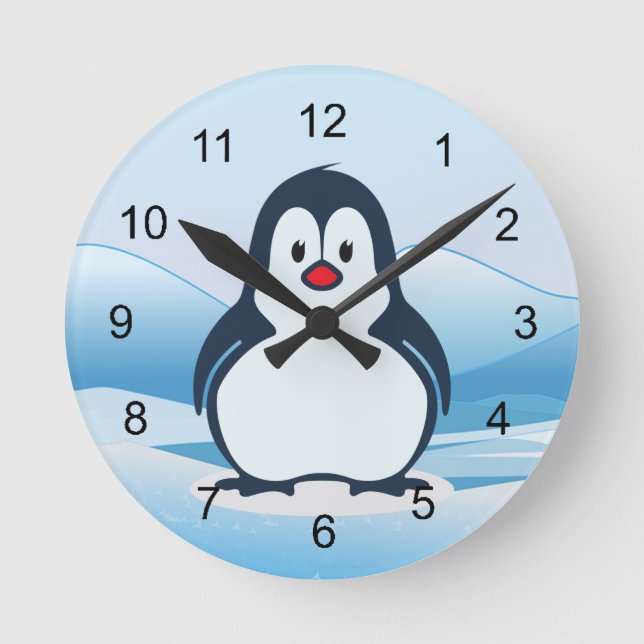 Kleine Pinguin-Design-Uhr Runde Wanduhr (Vorderseite)