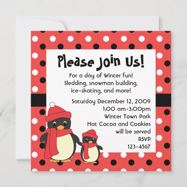 Kleine Pinguine für einen Spaziergang Einladung (Vorderseite)