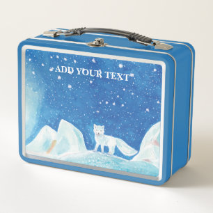 Kleine Polarfuchs-Illustration Personalisiert Metall Brotdose