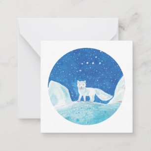 Kleine Polarfuchs (Vulpes lagopus) Illustration   Mitteilungskarte