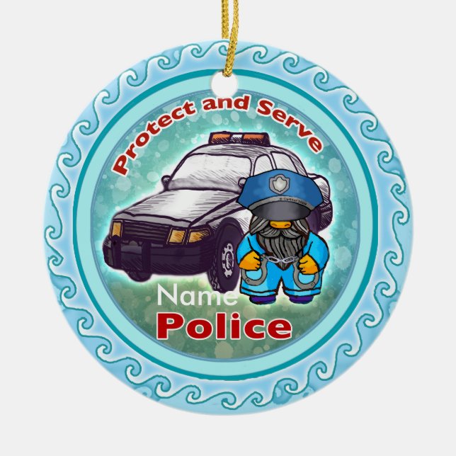 Kleine Polizeiverzierung Polizist Keramik Ornament (Vorne)