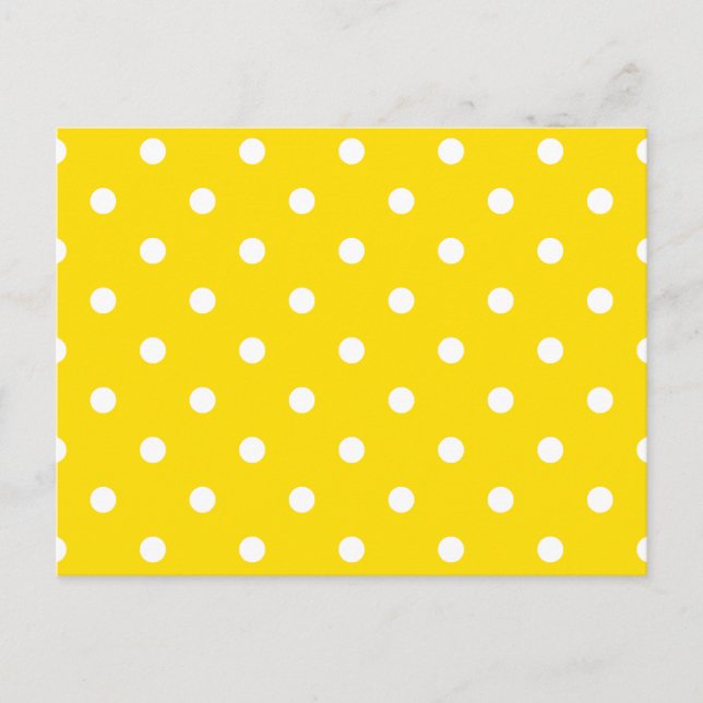 Kleine Polka Dots - weiß auf goldgelb Postkarte (Vorderseite)