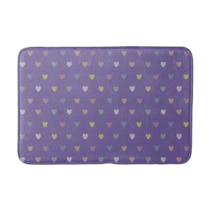 Kleine Polka Herzen auf Ultra Violet Lila Badematte