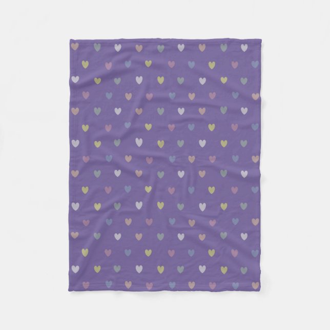 Kleine Polka Herzen auf Ultra Violet Lila Fleecedecke (Vorderseite)