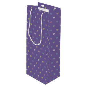 Kleine Polka Herzen auf Ultra Violet Lila Geschenktüte Für Weinflaschen