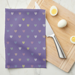 Kleine Polka Herzen auf Ultra Violet Lila Geschirrtuch
