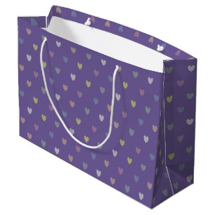 Kleine Polka Herzen auf Ultra Violet Lila Große Geschenktüte