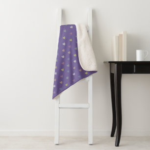 Kleine Polka Herzen auf Ultra Violet Lila Sherpadecke