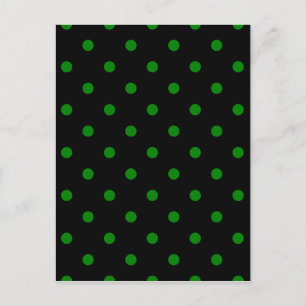 Kleine Polka-Punkte - grün auf schwarz Postkarte