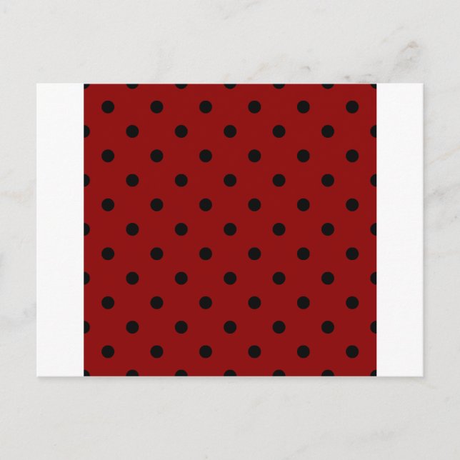 Kleine Polka-Punkte - schwarz auf dunkelrot Postkarte (Vorderseite)