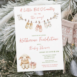 Kleine Portion Land-Winter-Boho-Baby-Mädchen-Party Einladung