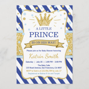 Kleine Prince Baby Dusche laden Royal Blue Gold ei Einladung