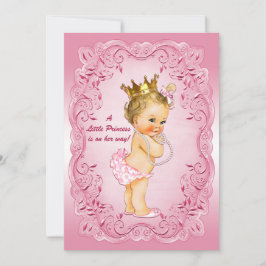 Kleine Princess Baby Dusche Gold Crown Rosa Rahmen Einladung