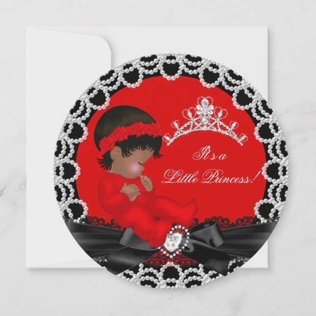 Kleine Princess Baby Dusche Niedlich Baby Girl Red Einladung (Vorderseite)