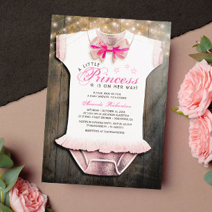 Kleine Princess Baby Dusche Rustikal Rose Gold Einladung