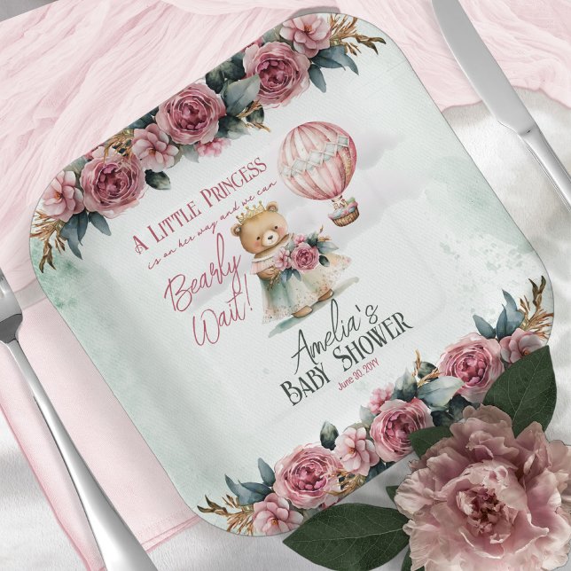 Kleine Princess Bear Bearly Wait Girl Baby Dusche Pappteller (Von Creator hochgeladen)