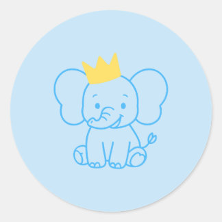 Kleine Prinz-Elefanten-Baby-Shower-Umschlag-Siegel Runder Aufkleber