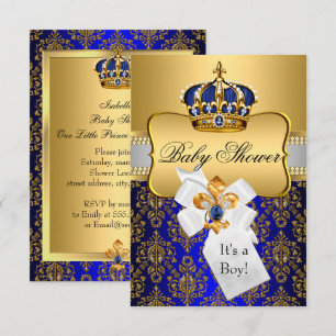 Kleine Prinz Royal Blue Crown Baby Shower Einladun Einladung