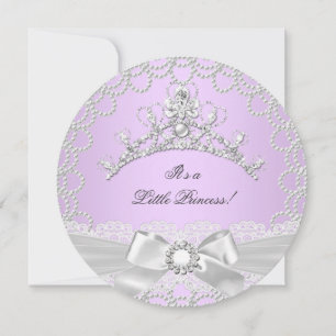 Kleine Prinzessin Baby Shower Mädchen Flieder Perl Einladung