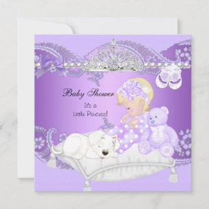 Kleine Prinzessin Baby Shower Mädchen Lavendel Lil Einladung