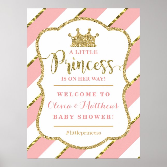 Kleine Prinzessin Begrüßungspapier, Babydusche Poster (Vorne)