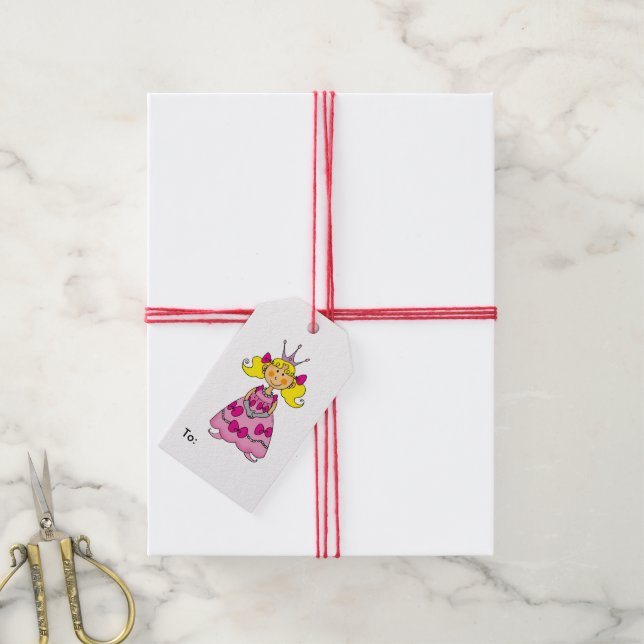 kleine Prinzessin (blonde Haare) Geschenkanhänger (Mit Garn)