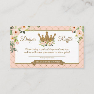 Kleine Prinzessin Blush Floral Diaper Raffle Ticke Begleitkarte
