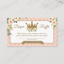 Kleine Prinzessin Blush Floral Diaper Raffle Ticke Begleitkarte