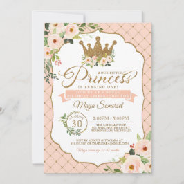 Kleine Prinzessin Blush Floral Royal Geburtstag Einladung