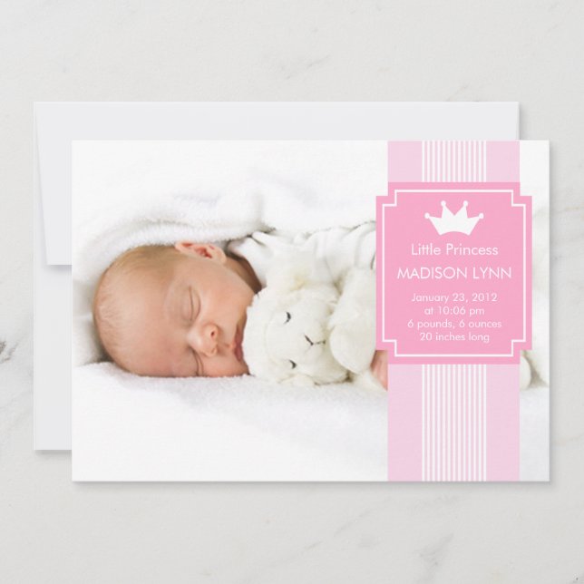 Kleine Prinzessin CROWN FOTO Geburtsankündigung Einladung (Vorderseite)