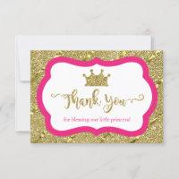 Kleine Prinzessin Danke Karte, Rosa, Imitate Glitz