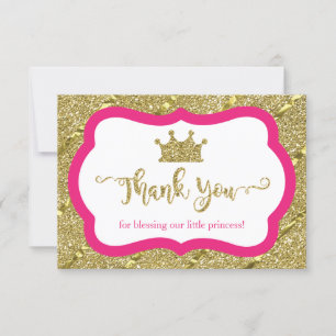 Kleine Prinzessin Danke Karte, Rosa, Imitate Glitz
