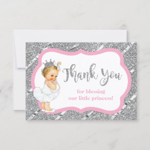 Kleine Prinzessin Dankeschön-Karte, Imitat-Glitzer Dankeskarte
