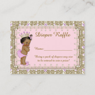 Kleine Prinzessin Diaper Raffle Tickets, rosa Begleitkarte
