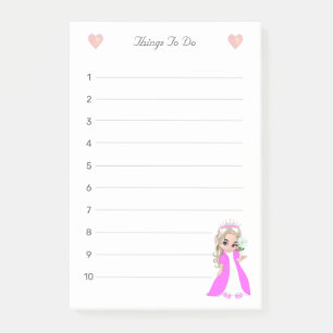 Kleine Prinzessin Dinge Zu Erledigen Liniiert Post-it Klebezettel