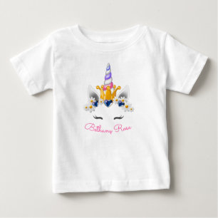 Kleine Prinzessin Einhorn Krone und Zepter Blumen Baby T-shirt