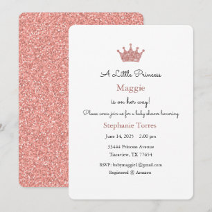 Kleine Prinzessin Einladung, Roségold-Einladung Einladung